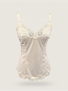 Vintage French Maid Camisole White Lace Trim Nylon Size 32